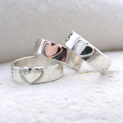 Personalised Silver Hoops with Hearts Necklace