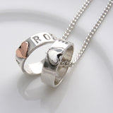 Personalised Silver Hoops with Hearts Necklace