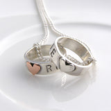 Personalised Silver Hoops with Hearts Necklace