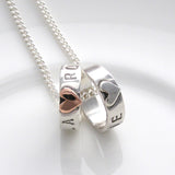 Personalised Silver Hoops with Hearts Necklace