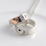 Personalised Silver Hoops with Hearts Necklace
