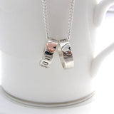Personalised Silver Hoops with Hearts Necklace