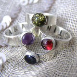 Personalised Silver Hoop & Semi-Precious Stone Necklace