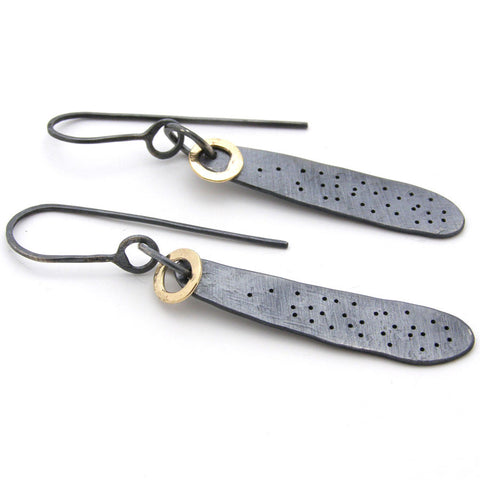 Oxidised Silver Lacey Earrings with 9ct gold Hoop