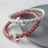 Personalised Leather Bracelet with Silver Hoops