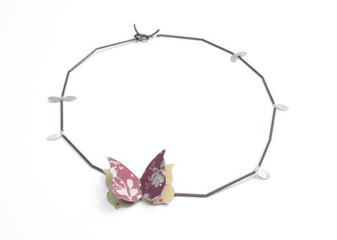 Butterfly Necklace with Leaves