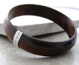 Wood & Sterling Silver Personalised bangle