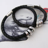 Men's Personalised Leather Bracelet with Silver Hoops