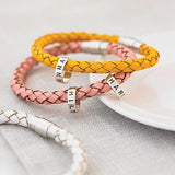 Personalised Leather Bracelet with Silver Hoops