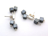 Silver Double Pin Earrings