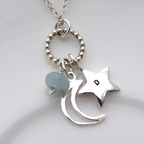 Personalised Moon And Star Pendant