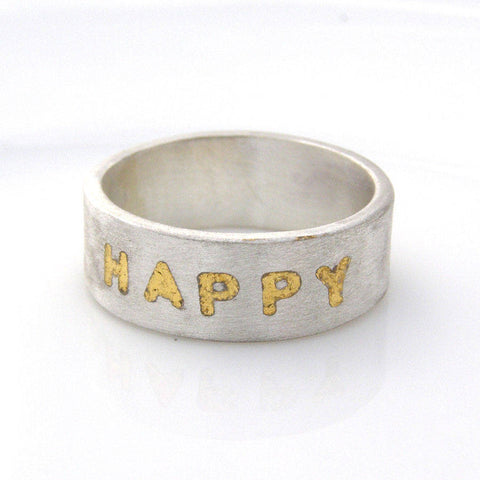 Personalised Silver And Gold Leaf Ring