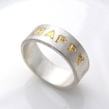 Personalised Silver And Gold Leaf Ring