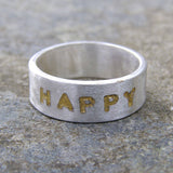 Personalised Silver And Gold Leaf Ring