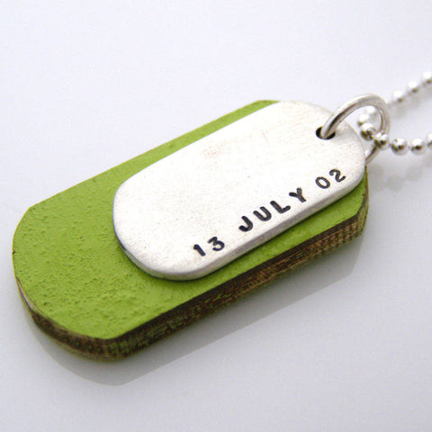 Personalised Silver And Wood Dog Tags
