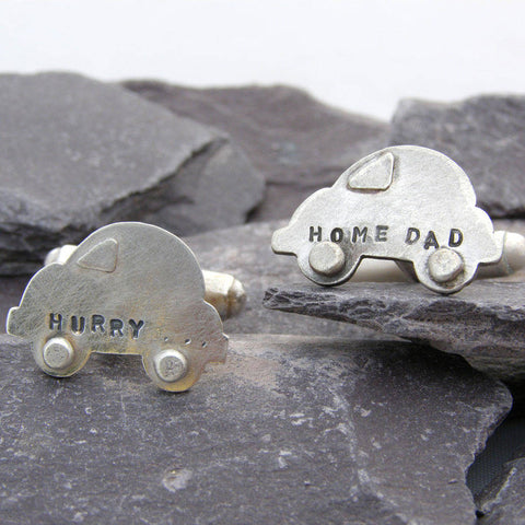 Personalised Silver Car Cuff Links
