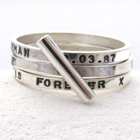 Silver Diagonal Stacking Ring