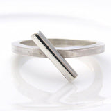 Silver Diagonal Stacking Ring