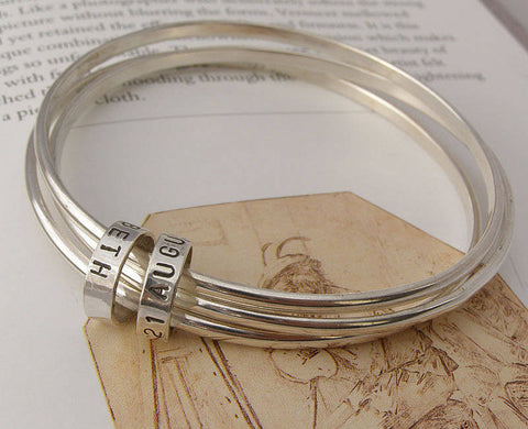 Personalised Silver Hoop Bangles