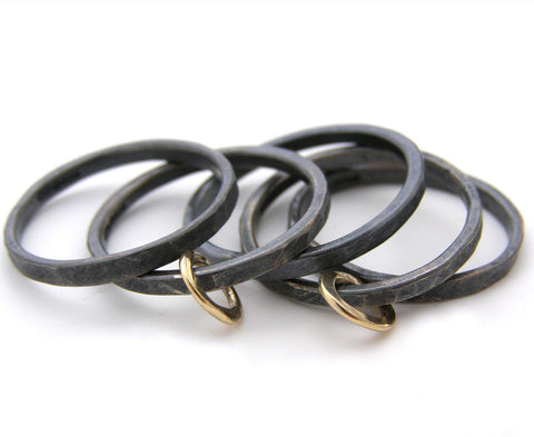 Oxidised Silver Gold Hoop Ring