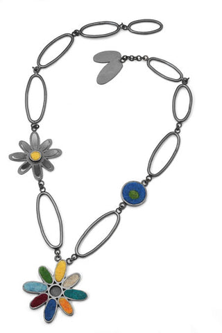 Sterling Silver Flower Necklace with Felt