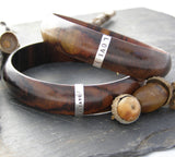 Wood & Sterling Silver Personalised bangle