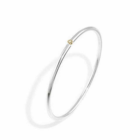 Silver and 18ct Gold with Diamond Bangle