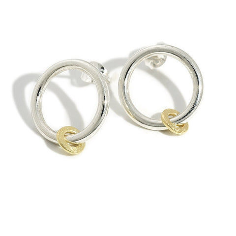 Silver and 18ct Gold Orbit Earrings