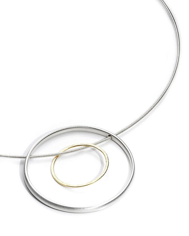 Silver & 18ct Gold Circle Necklace