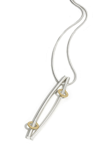 Silver & 18ct Gold Twin Bar Pendant