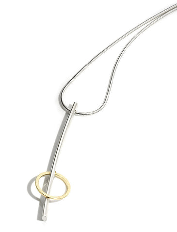 Silver & 18ct Gold Orbit Bar Pendant