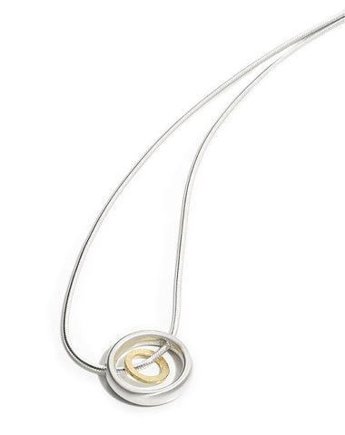 Silver & 18ct Double Circle Pendant