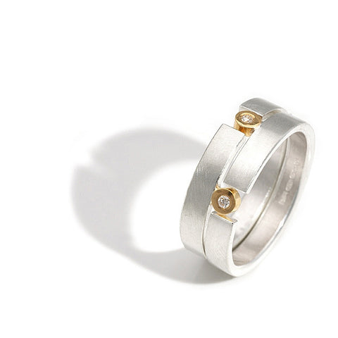 Silver & 18ct Gold Double Puzzle Ring