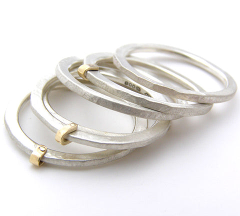 Silver and 9ct Gold Fold Ring