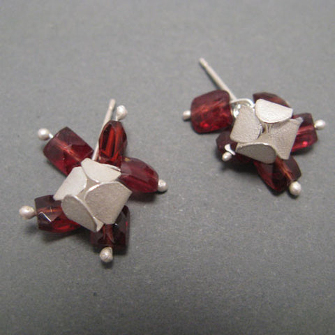 Snowbud & Garnet Earrings