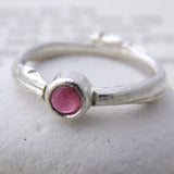 Silver Willow Ring with Pink Tourmaline Stone