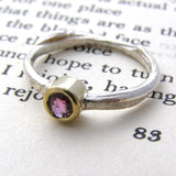 Silver And Nine Ct Gold Rhodalite Garnet Ring