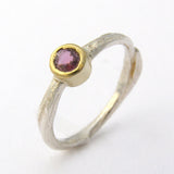 Silver And Nine Ct Gold Rhodalite Garnet Ring