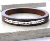 Wood & Hammered Sterling Silver Personalised bangle