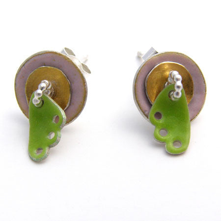 Round  Seaweed Stud Earrings (pink)
