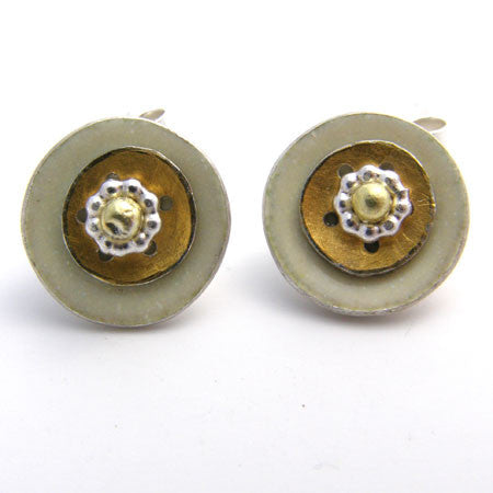 Round Enamel Stud Earrings